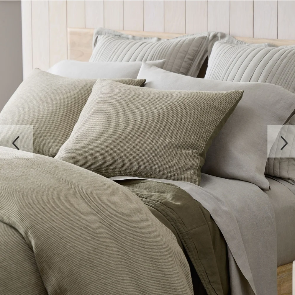 ❤️BUY 2 GET 1 FREE West Elm European Flax Linen Mini Waffle Duvet Cover, King